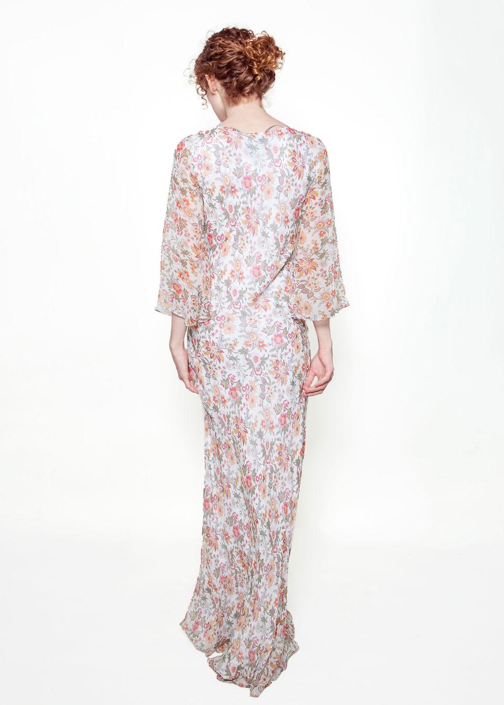 Jane Booke Floral Chiffon Dress With Slit In Good Condition For Sale In Los Angeles, CA