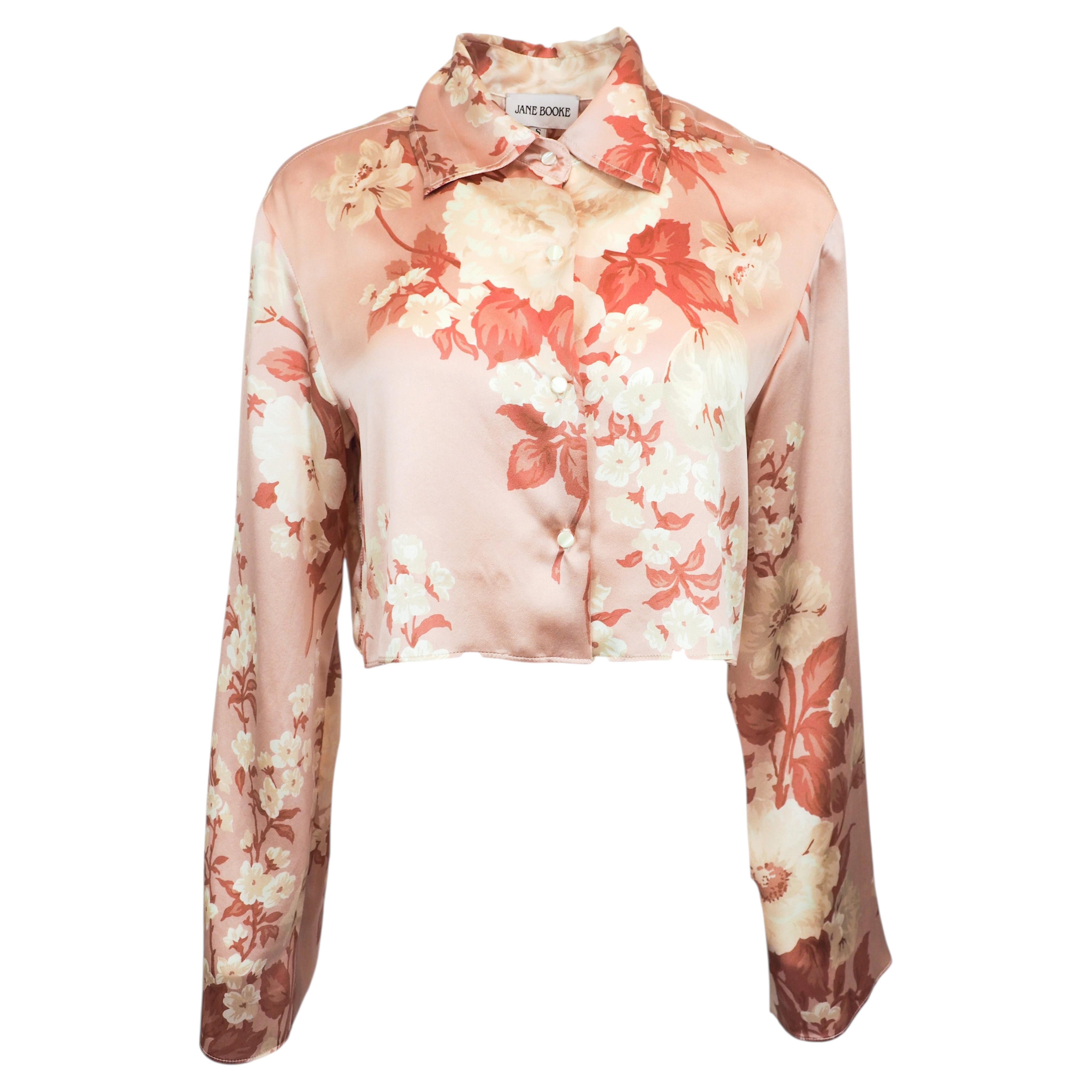 Camicia corta in seta con motivo floreale Jane Booke