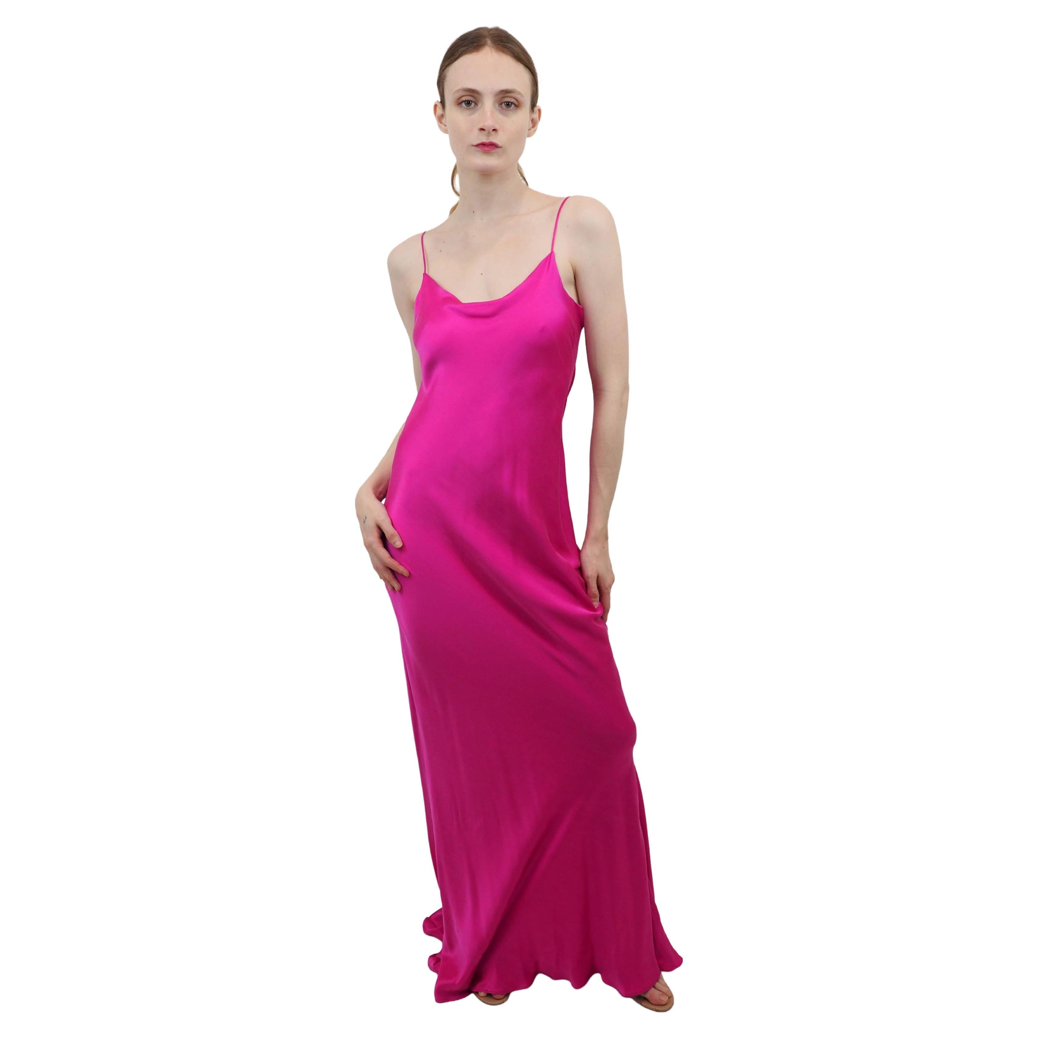 Jane Booke Fuchsia Bias Cut Open Back Dress For Sale