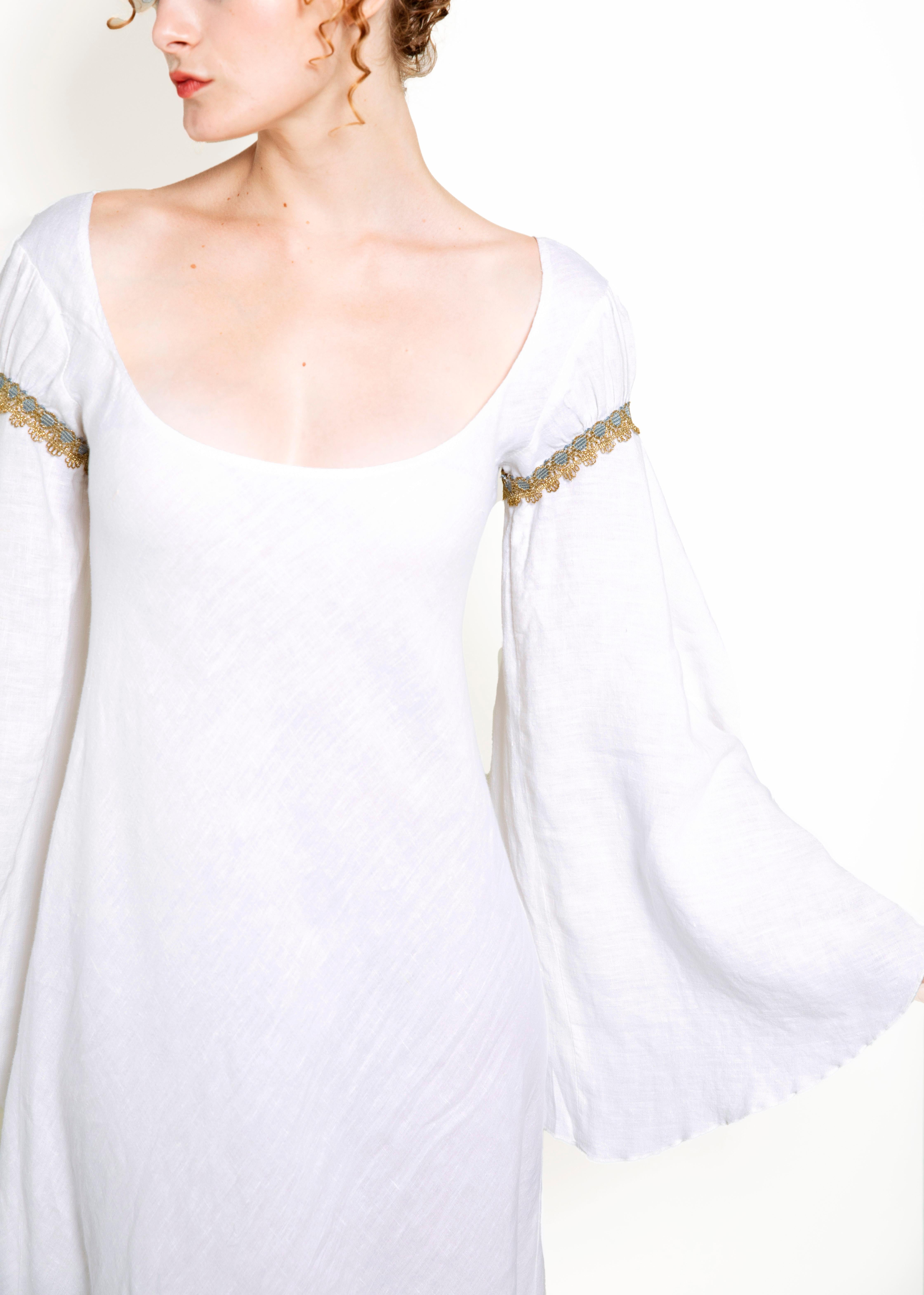 Jane Booke Linen Camelot Dress W/ Trim For Sale 1