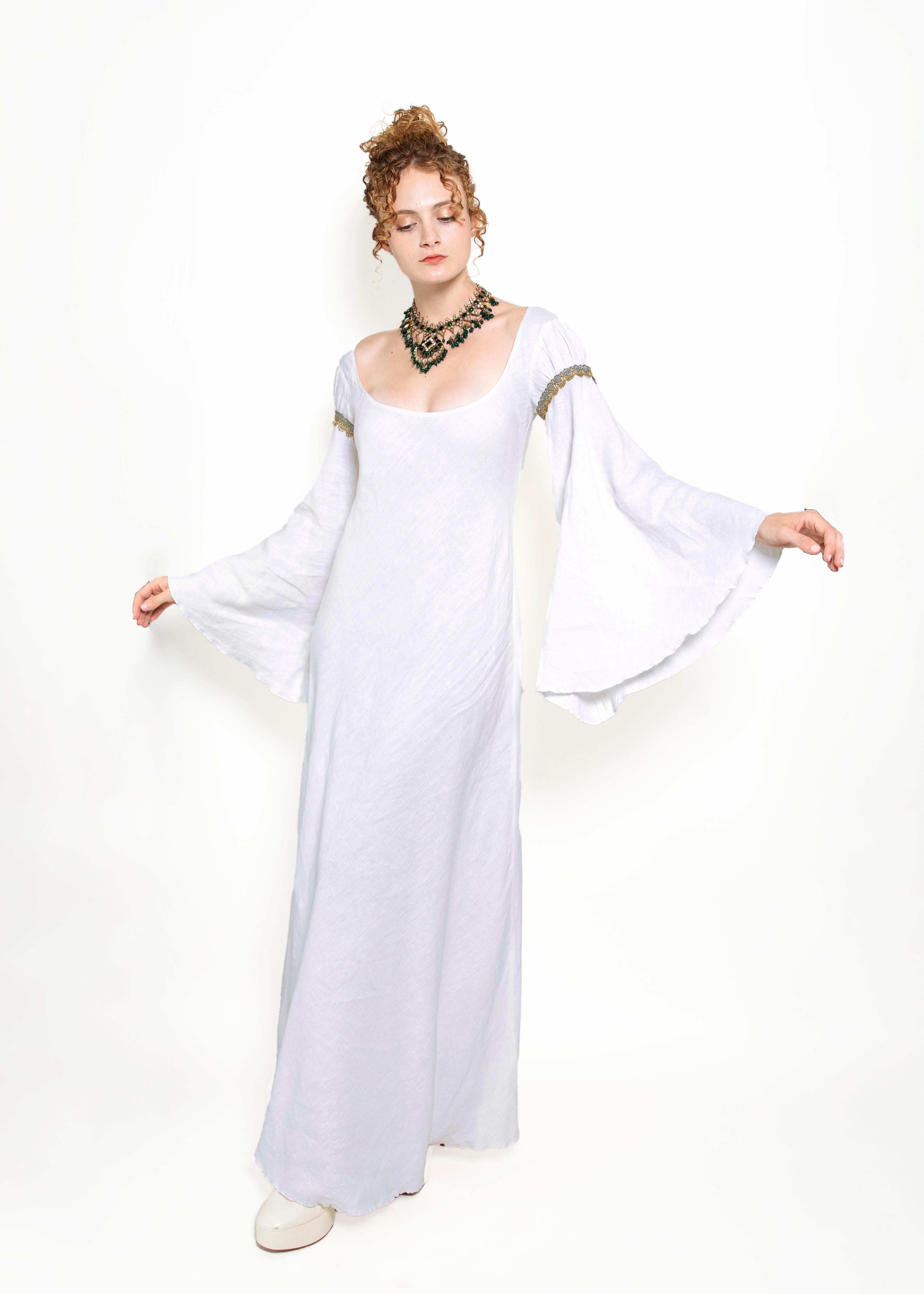 Jane Booke Linen Camelot Dress W/ Trim For Sale 3