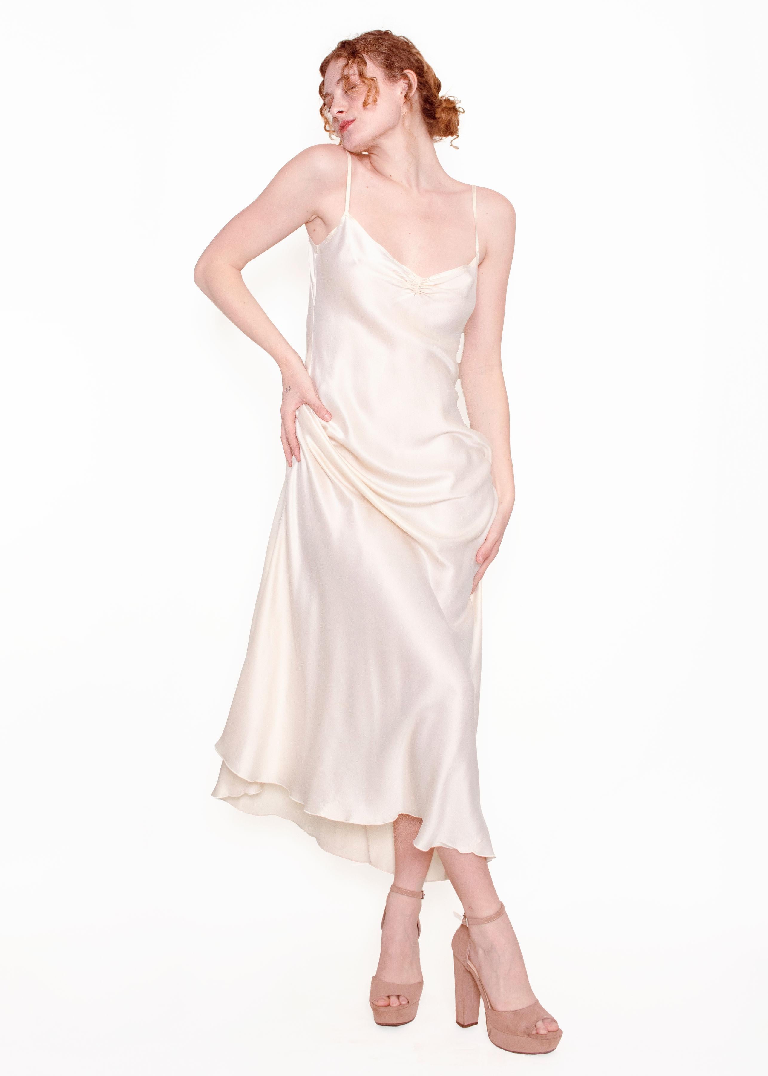 Women's or Men's Jane Booke Silk Ivory Cinched Bust Slip Dress