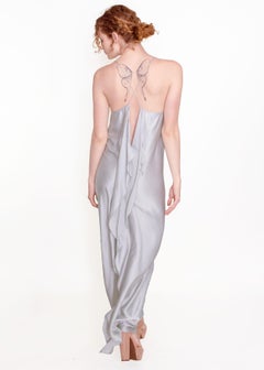 Jane Booke Silver Cross Back Silver Slip Dress