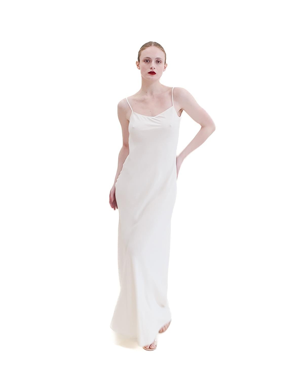 Gray Jane Booke White Low Back Slip Dress For Sale