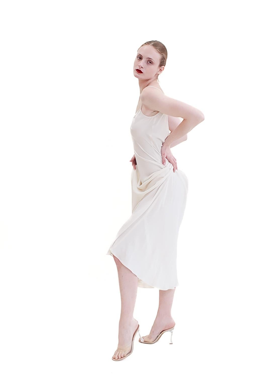 Women's Jane Booke White Low Back Slip Dress For Sale