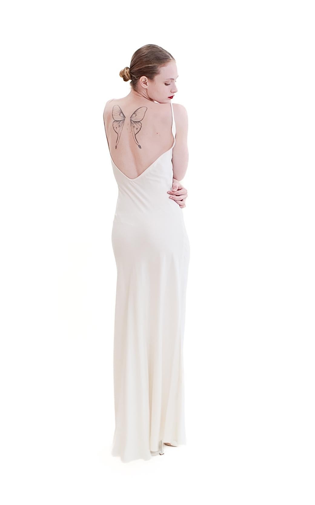 Jane Booke White Low Back Slip Dress For Sale 1