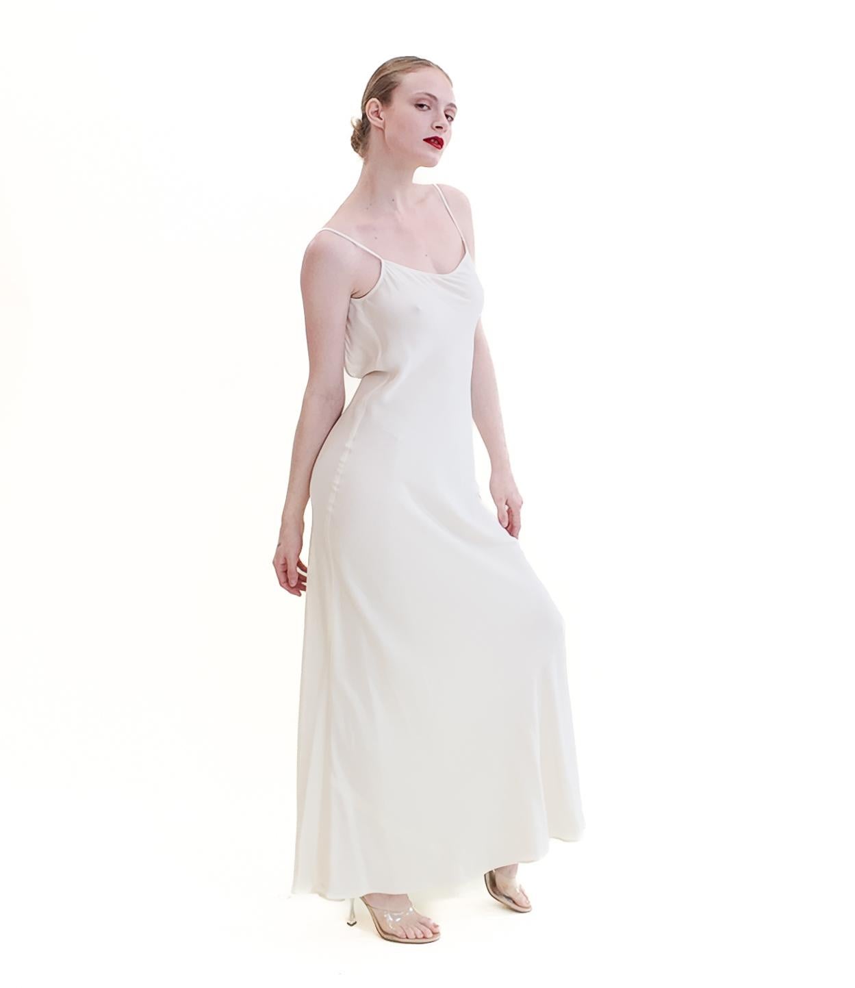 Jane Booke White Low Back Slip Dress For Sale 3