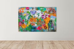Floral Painting by Jane Booth "Flower Meadow" (mixed media on canvas)