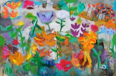 Floral Painting by Jane Booth "Flower Meadow" (mixed media on canvas)