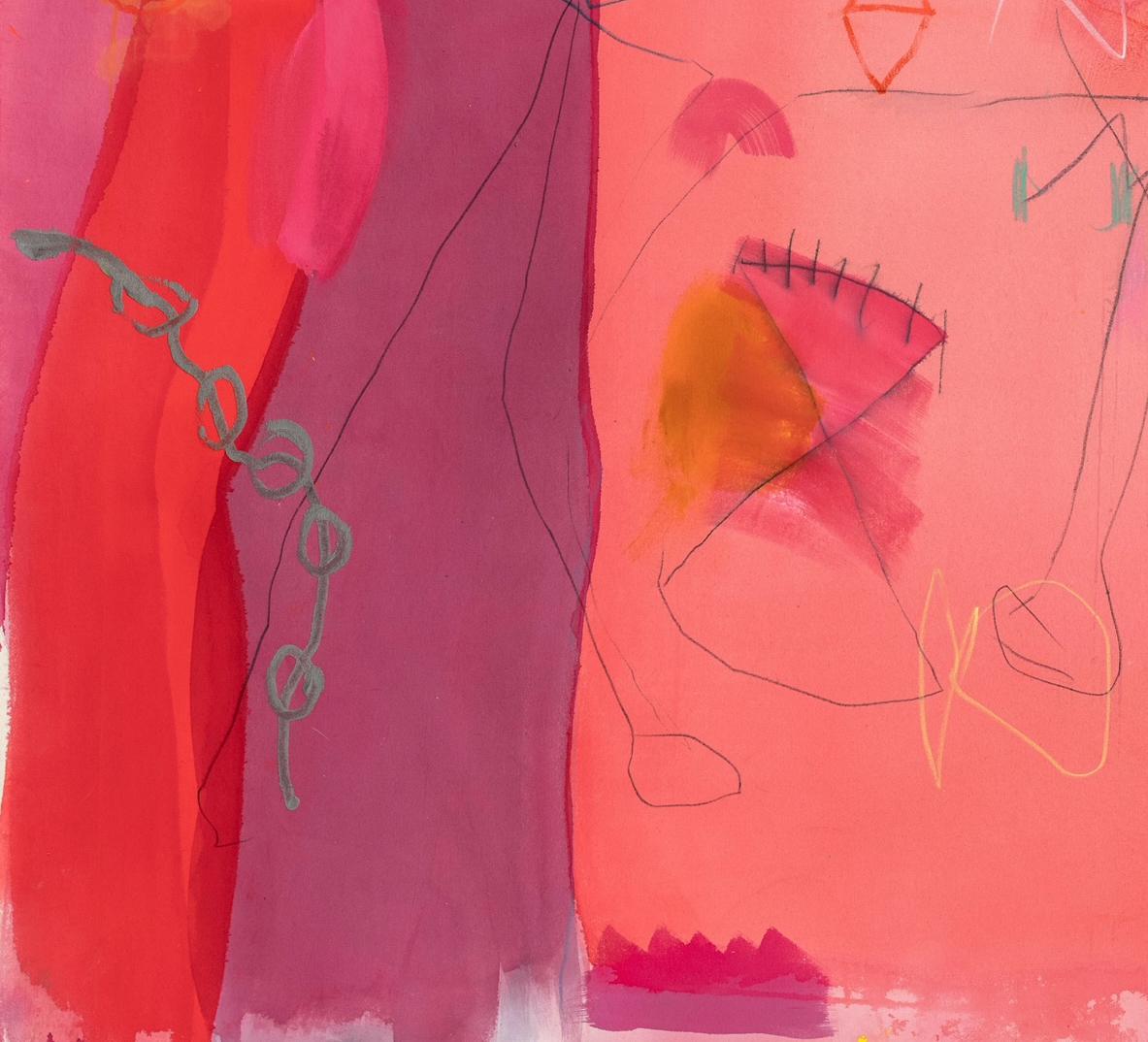 Gestural Abstraction_Pink/Red_Mixed Media_Pearlman's Inner World, Jane Booth For Sale 2