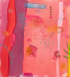 Pearlman's Inner World_Jane Booth_Mixed Media_Gestural Abstraction_Pink/Red