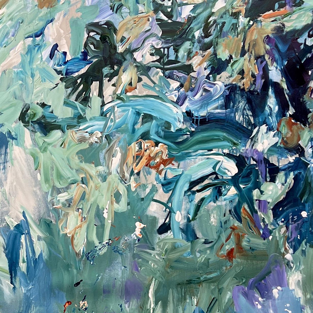 Blue Vibrations (original vibrant blue abstract) - Painting by Jane Burton