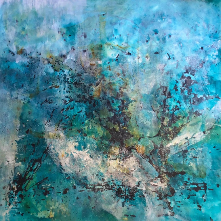 Jane Burton Jane Burton Galaxies Away Original Blue Large Oversized Abstract Painting At 1stdibs