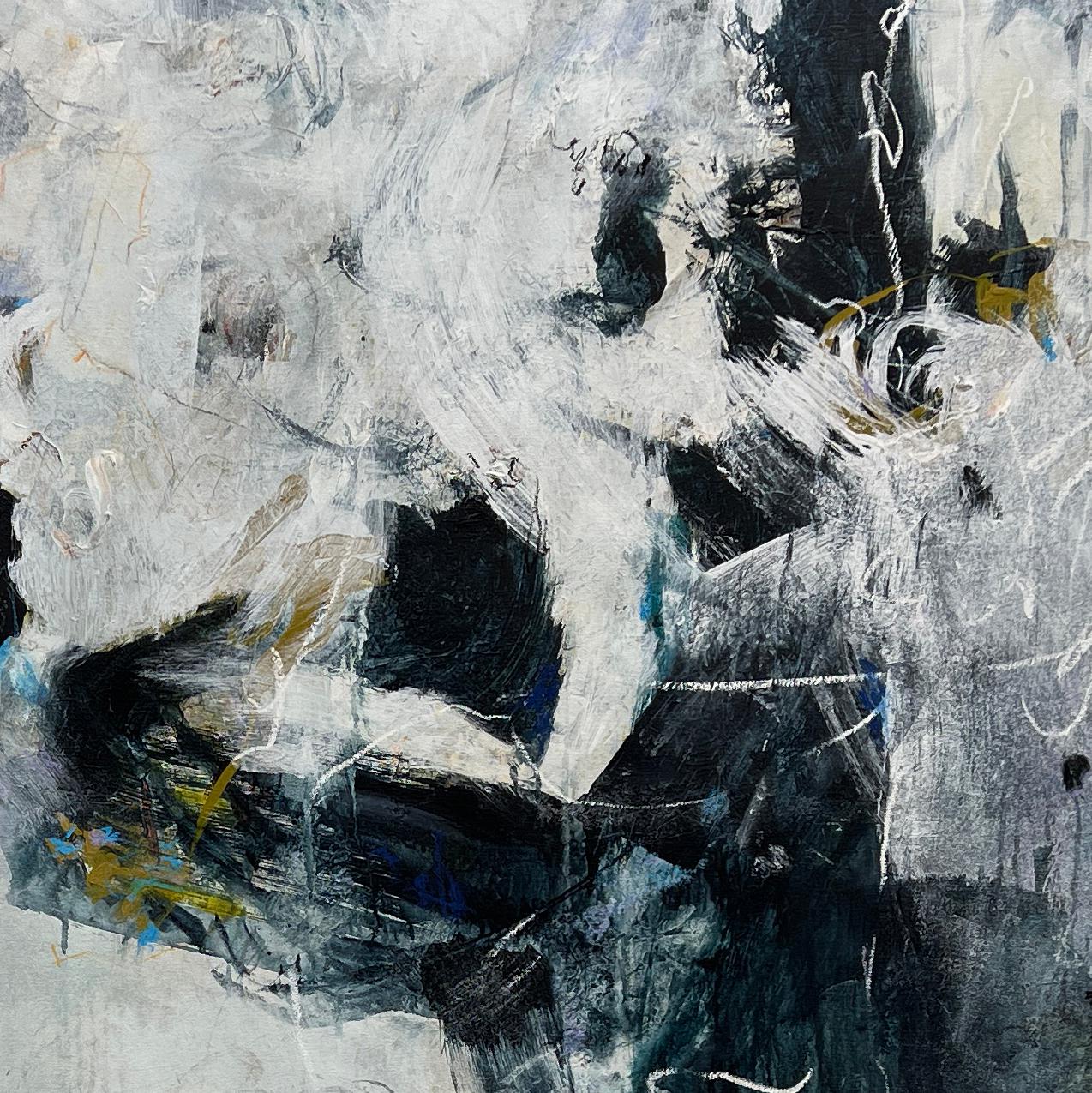Notes of a Distant Memory (original grey toned abstract) - Painting by Jane Burton