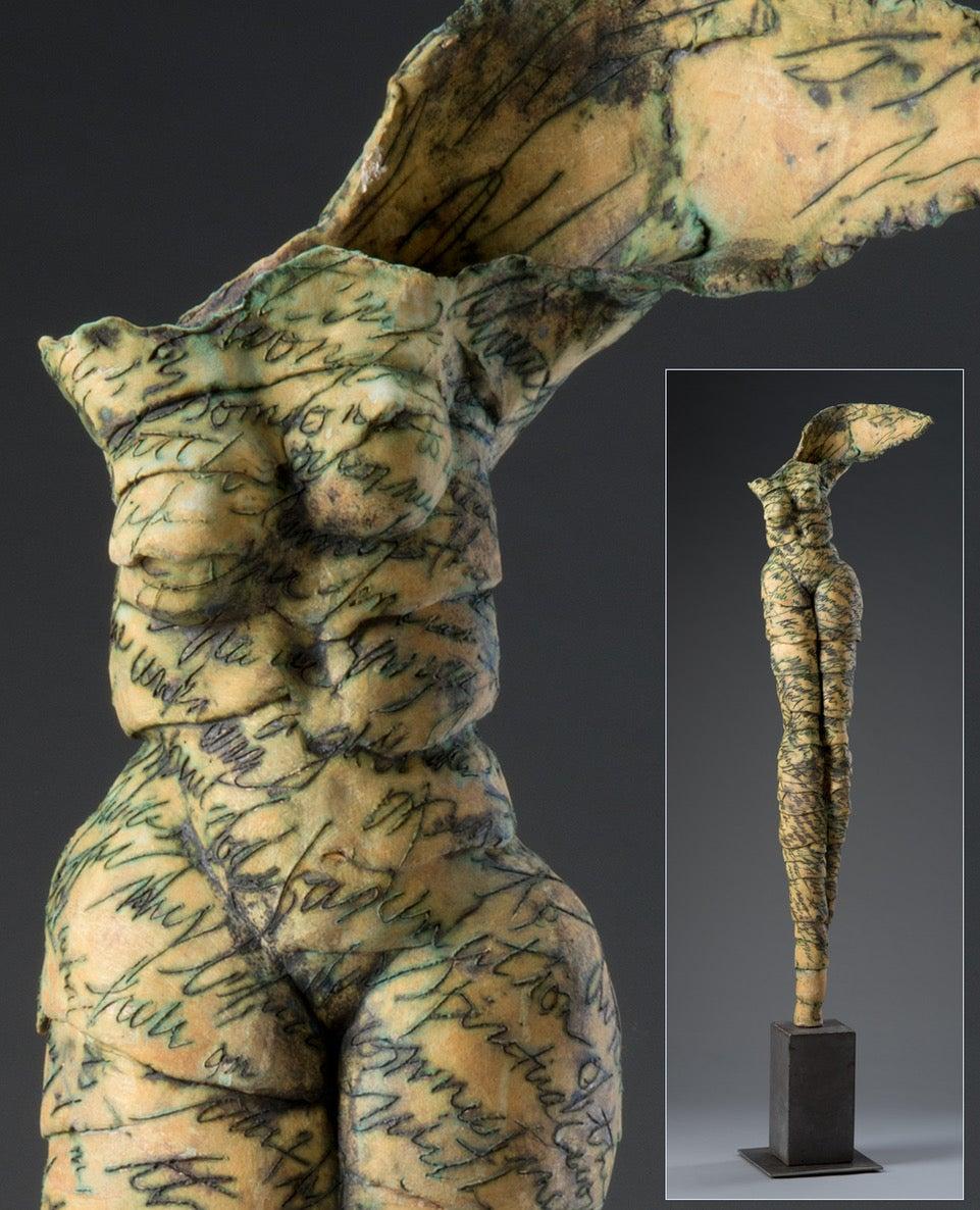 Jane Burton Nude Sculpture - Contemporary Modern Tall Ceramic Figurative Sculpture Nude Woman Body 77x21x10