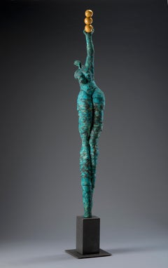 Jane Burton. "On Point" Blue Ceramic, Oversized Figurative Original Sculpture. 