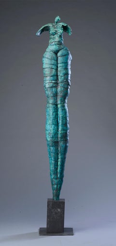 Jane Burton. "Passages" Contemporary, Figurative Blue Ceramic Sculpture.