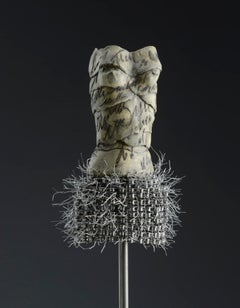 Modern Contemporary Abstract Female Body Figurative Ceramic Sculpture 54"x 5"x5"