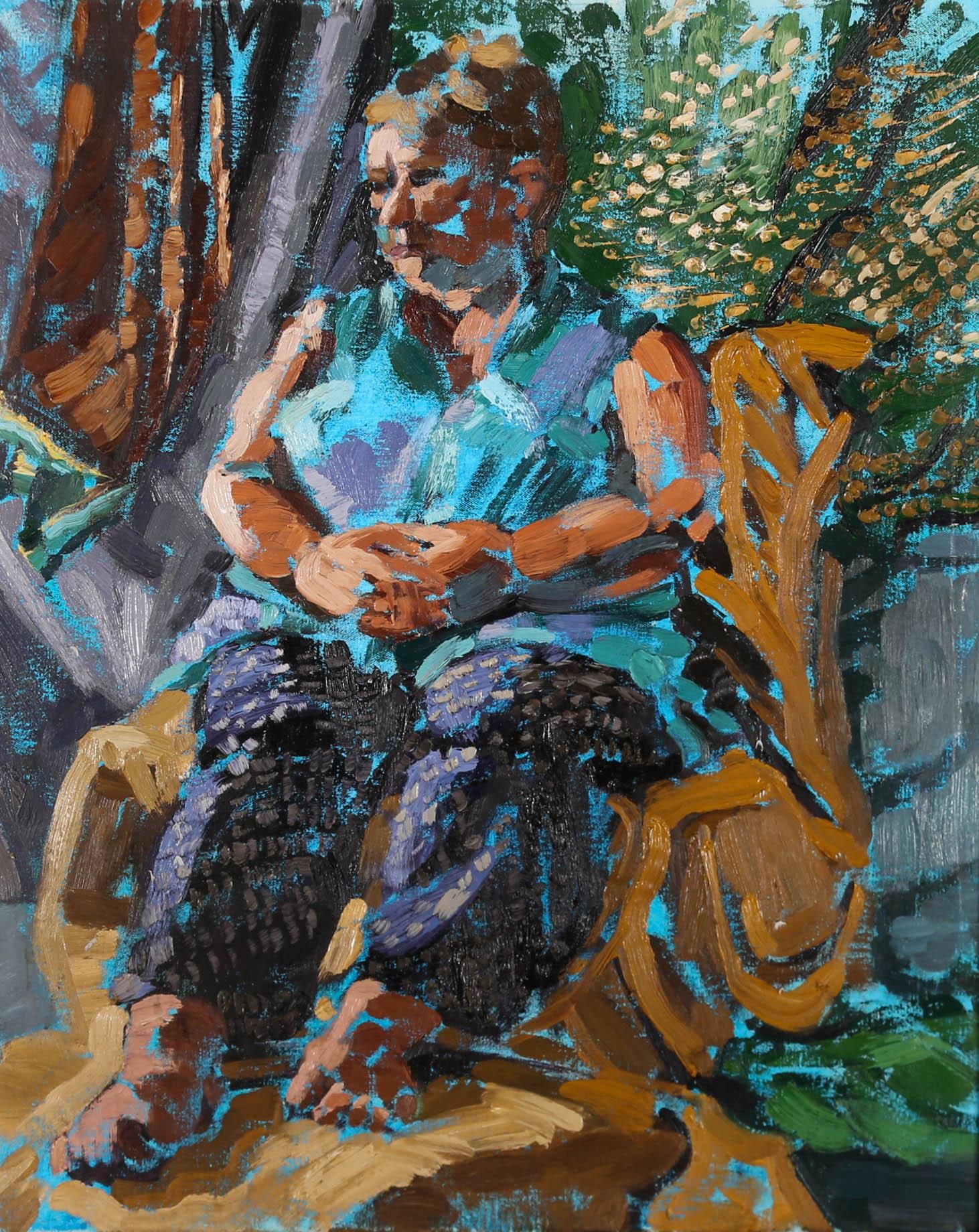 Jane Carey - Framed Contemporary Oil, Seated Woman For Sale 1