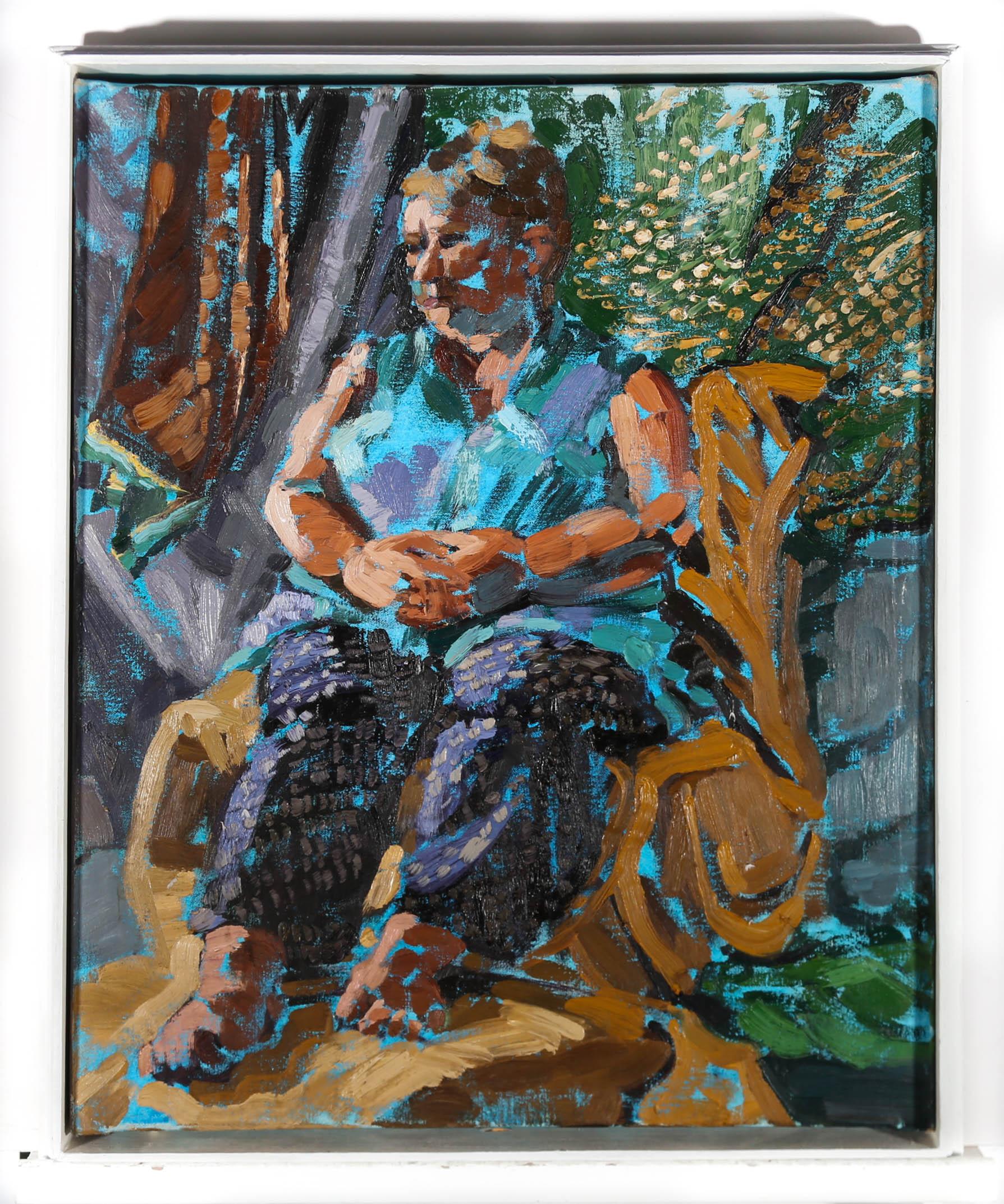 Jane Carey - Framed Contemporary Oil, Seated Woman For Sale 2