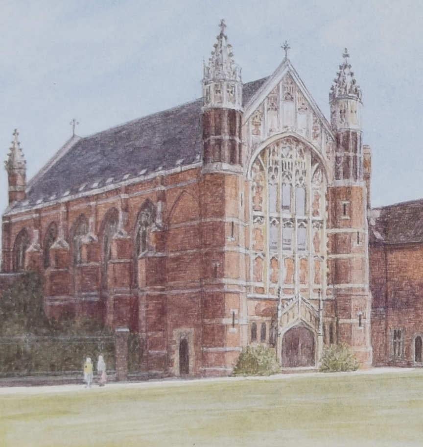 Old Court, Selwyn College, Cambridge, litografía de Jane Carpanini - Print de Jane Carpanini 