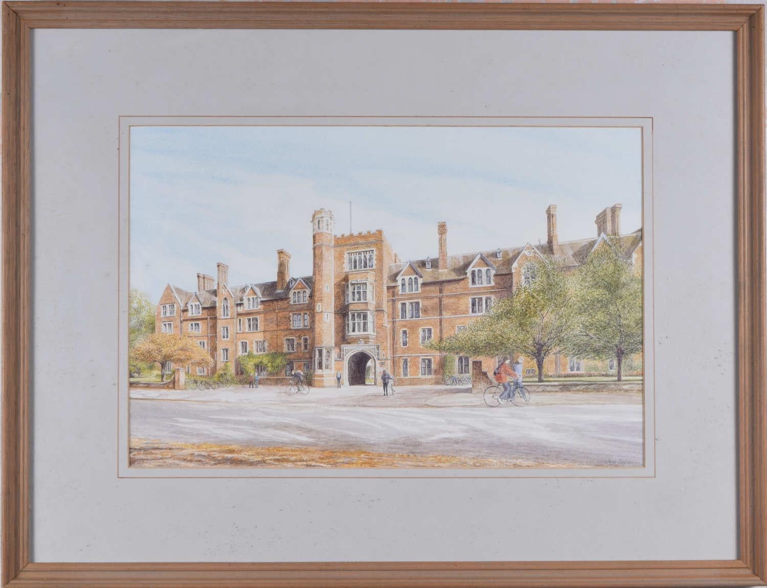 Selwyn College, Cambridge, litografía de Jane Carpanini - Print de Jane Carpanini 