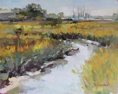 Coming In & Going Out ( Plein Air Landscape painting green yellow colours)