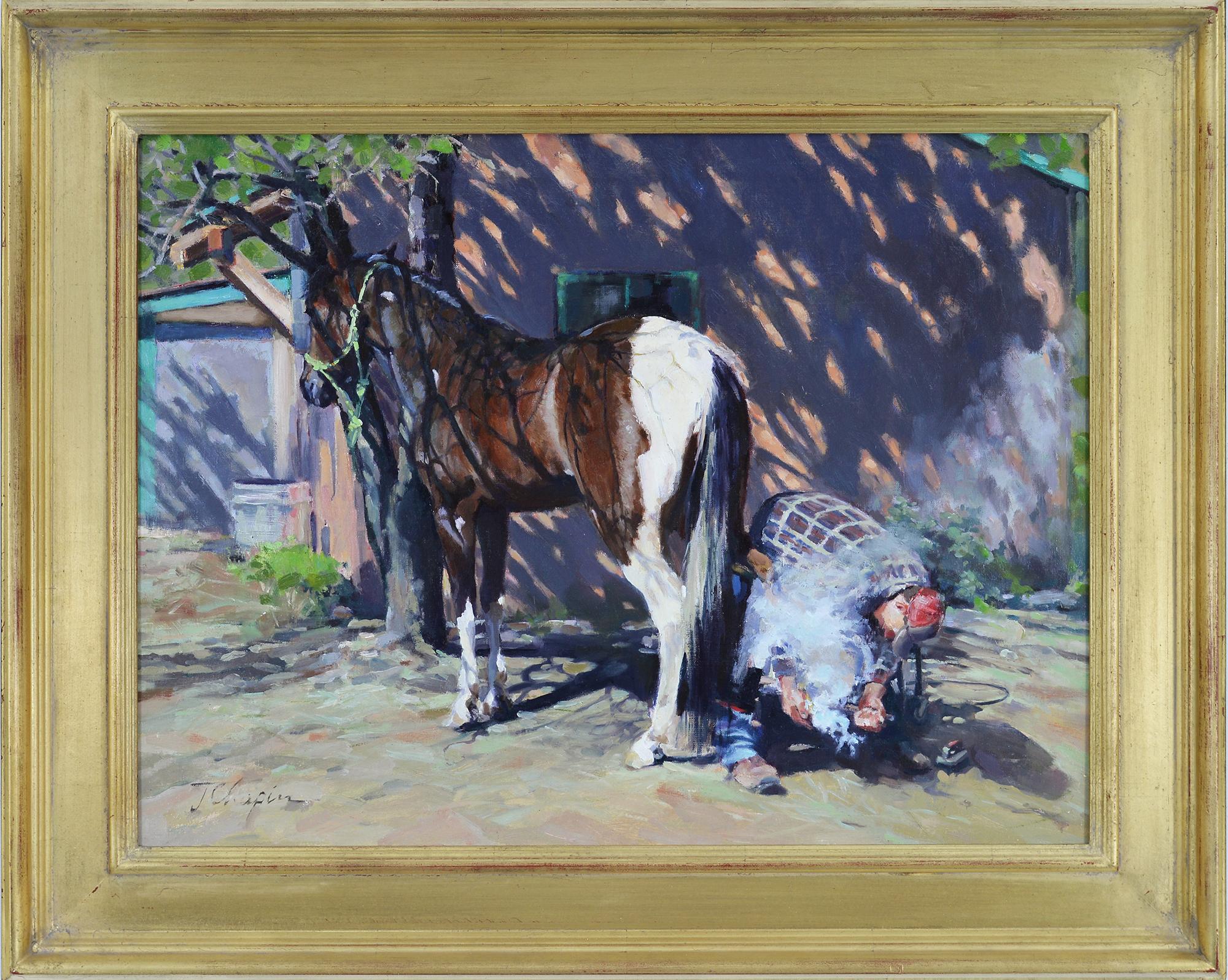 Shoeing Scout - Painting by Jane Chapin