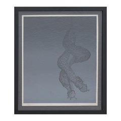 "Jinetes fantasma" Serigrafía abstracta moderna de caracol entrelazado en tonos grises Ed 9/15