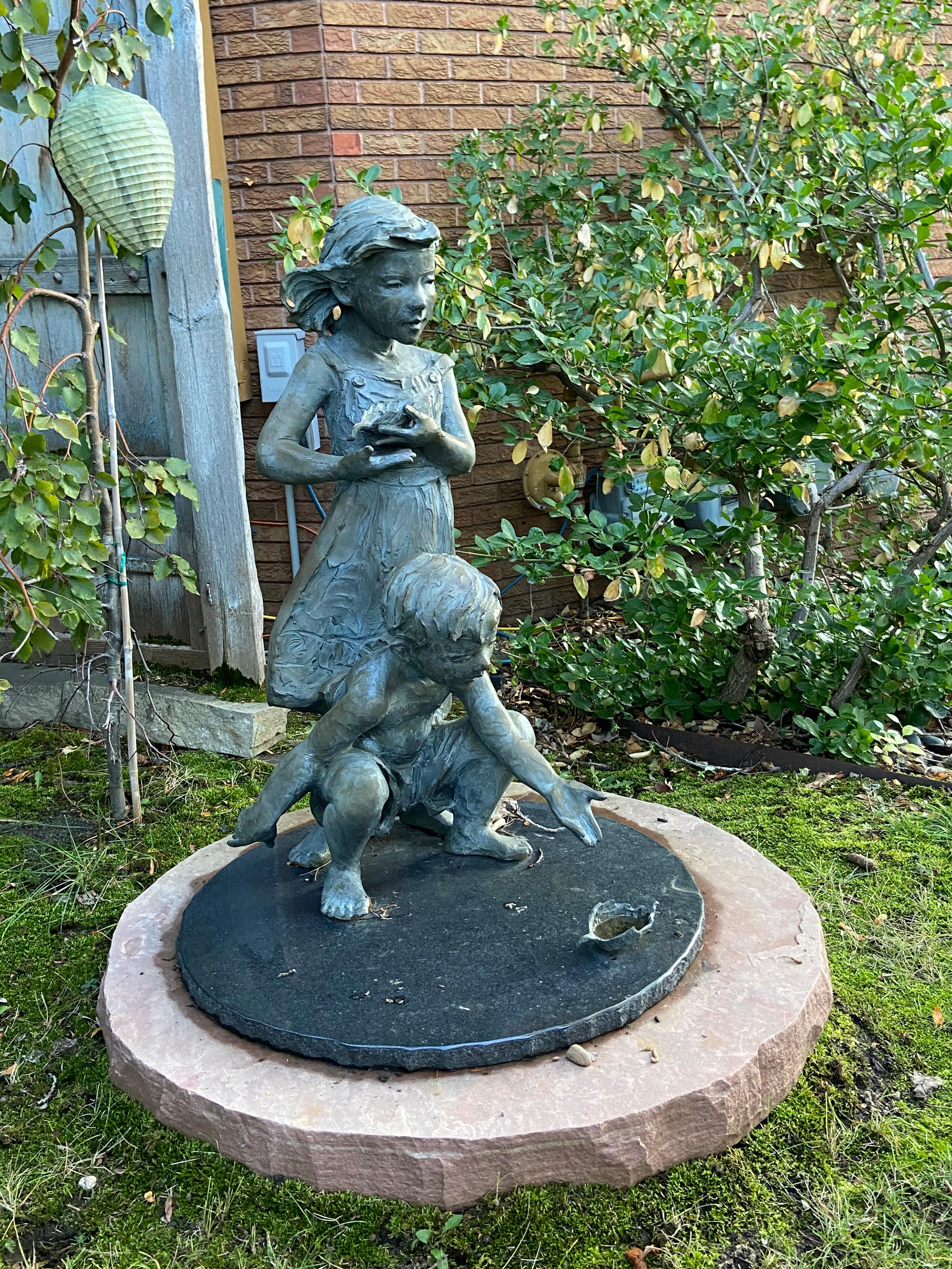 Leaf Boats, 40" high Bronze - Sculpture by Jane DeDecker