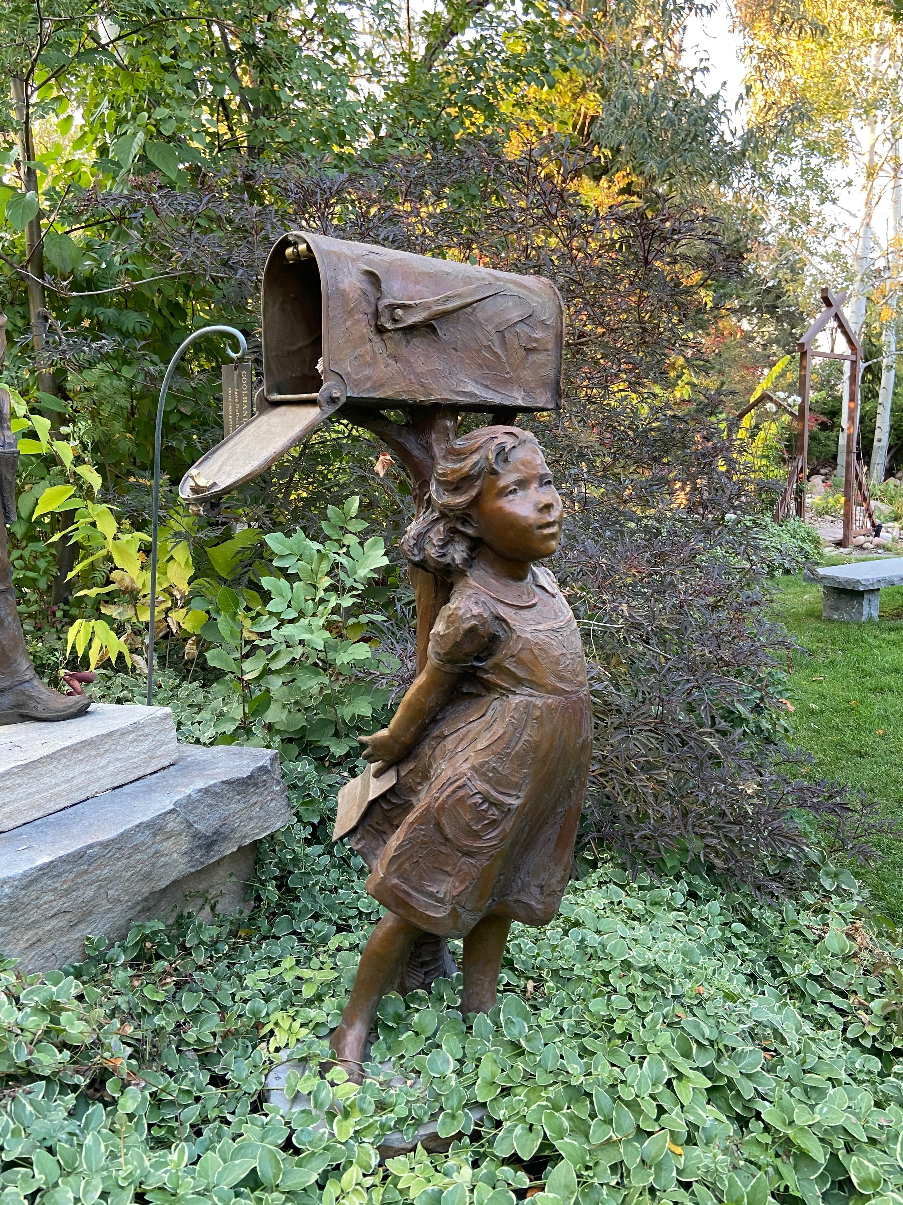 Love Letters, 49" high Bronze (functional mailbox) - Sculpture by Jane DeDecker