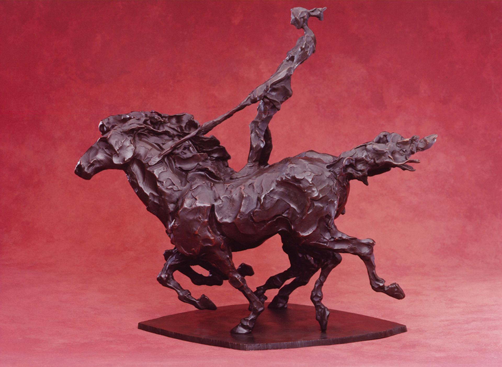 Riding Moderna - Impressionist Sculpture by Jane DeDecker