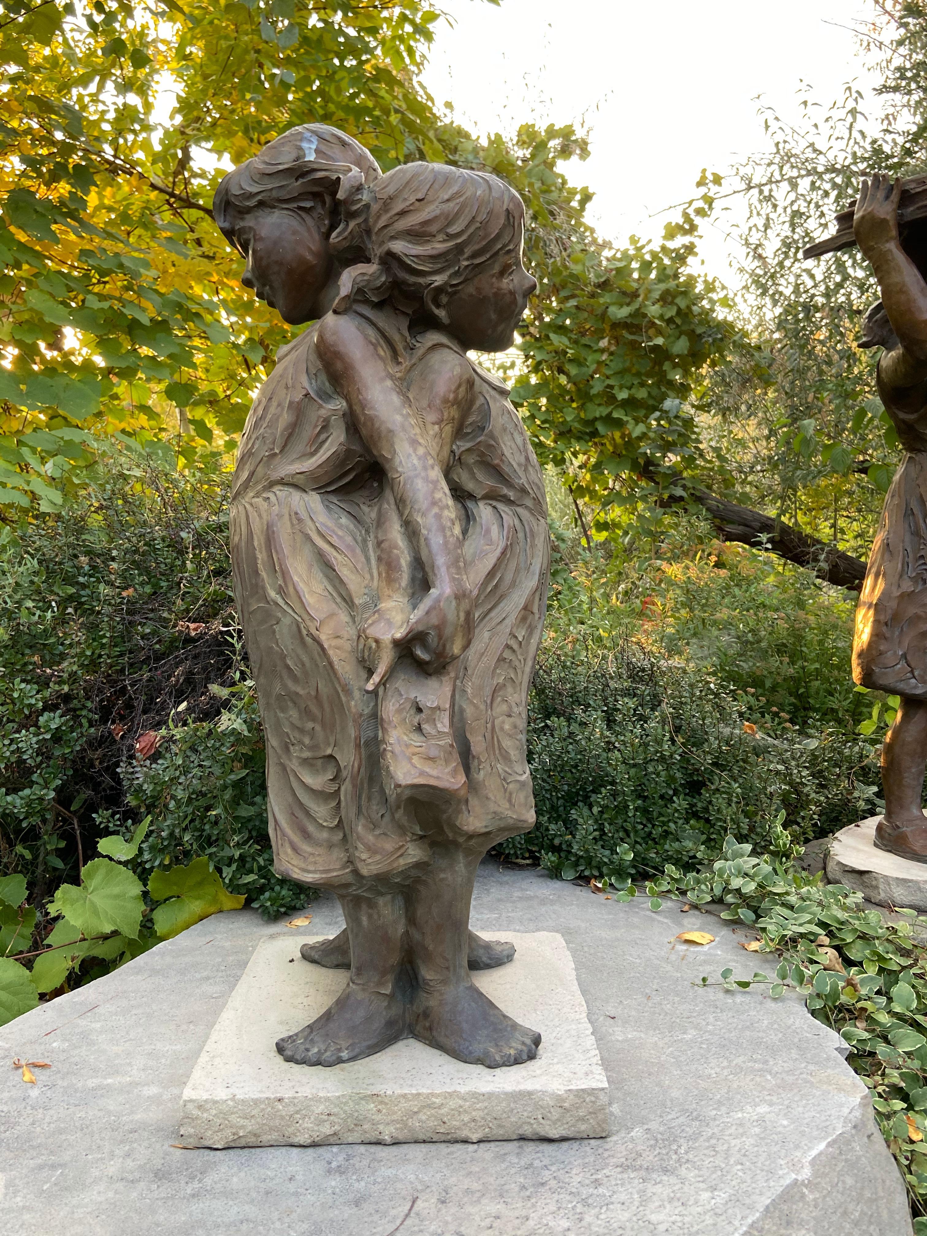 Standing Together, 42" high bronze - Sculpture by Jane DeDecker