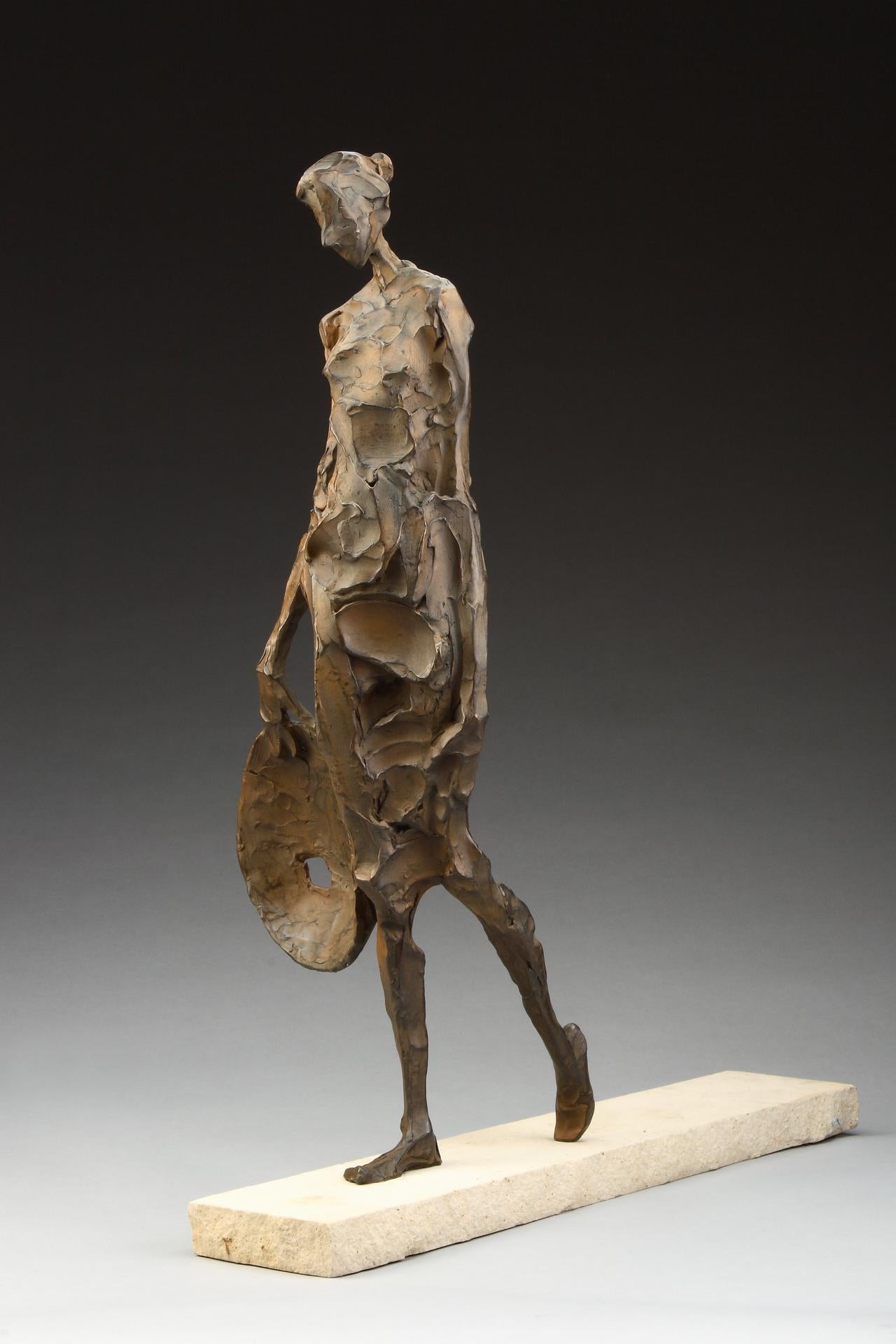 Wearing Thin, 29" high Bronze - Sculpture by Jane DeDecker