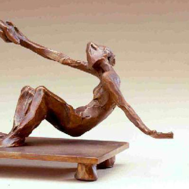 When I'm Down - Gold Figurative Sculpture by Jane DeDecker