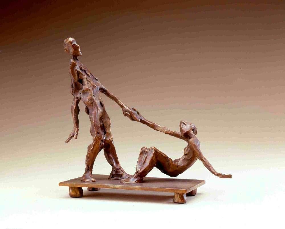 Jane DeDecker Figurative Sculpture - When I'm Down