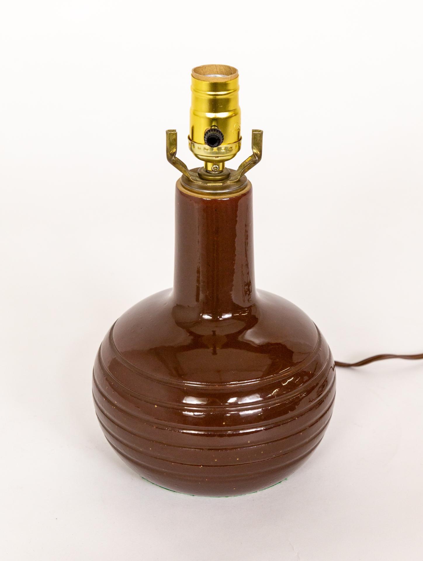Jane & Gorden Martz Petite Brown Ceramic Table Lamp For Sale 1