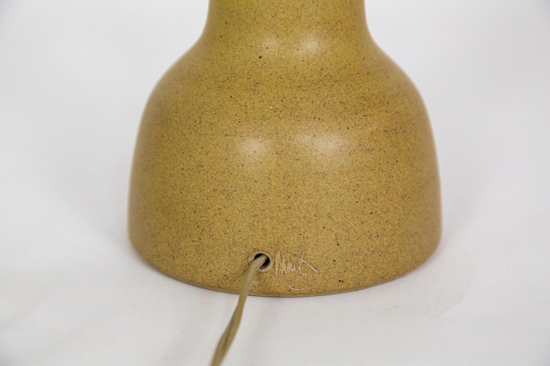 Brass Jane & Gorden Martz Tan Ceramic Table Lamp For Sale