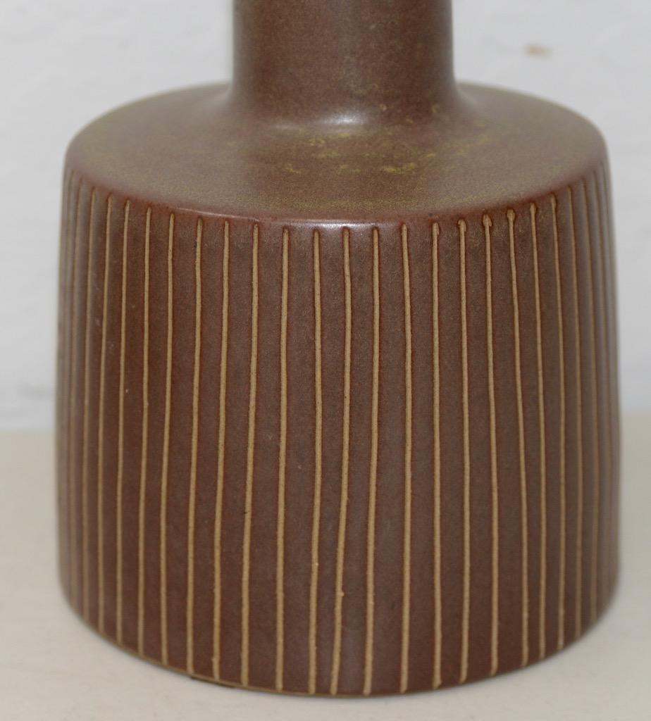 Jane & Gordon Martz brown stripe ceramic table lamp, circa 1960

A classic 1960s table lamp by Jane and Gordon Martz.

Jane and Gordon Martz used this form to create many different colors, and styles. This lamp has been hand incised with stripes