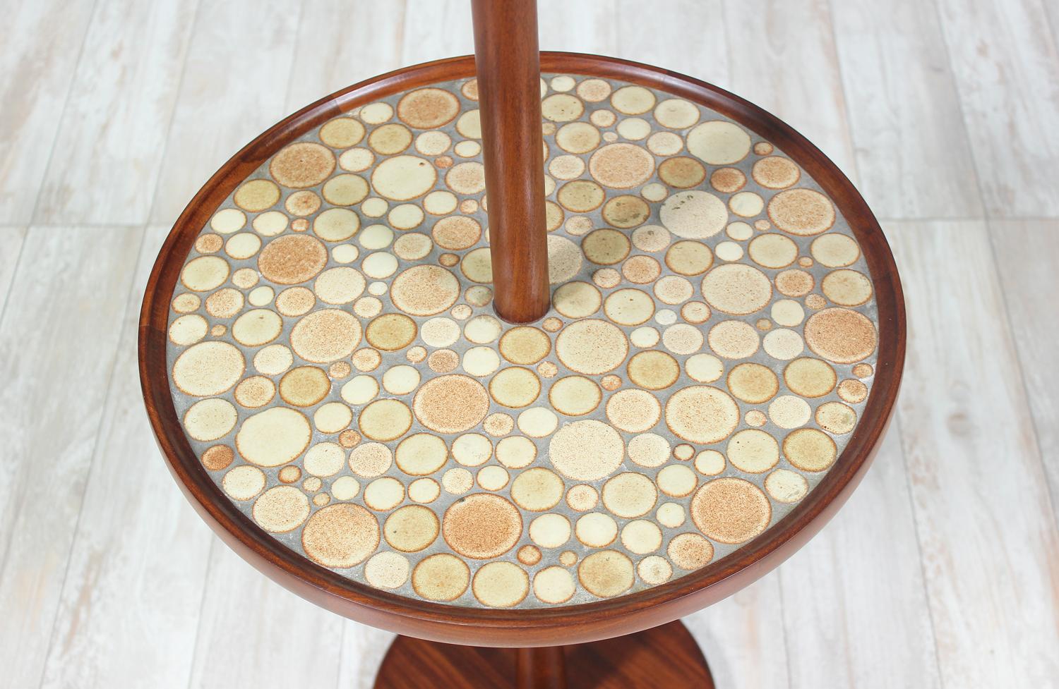 Mid-Century Modern Jane & Gordon Martz Ceramic Coin Tile Side Table Floor Lamp for Marshall Studios