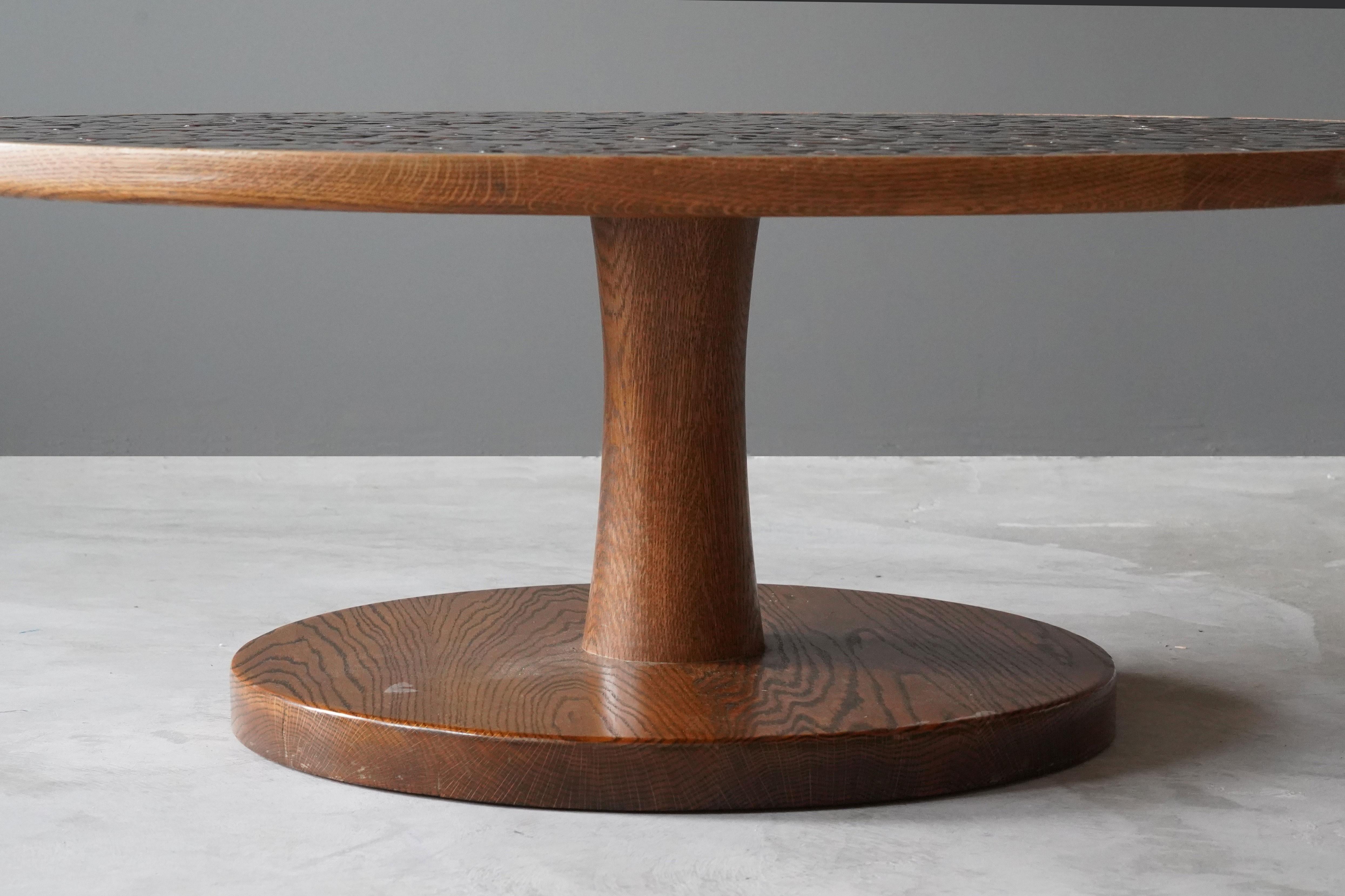 Mid-Century Modern Jane & Gordon Martz, Coffee Table, Ceramic Inlay, Oak, Marshal Studios, 1950s