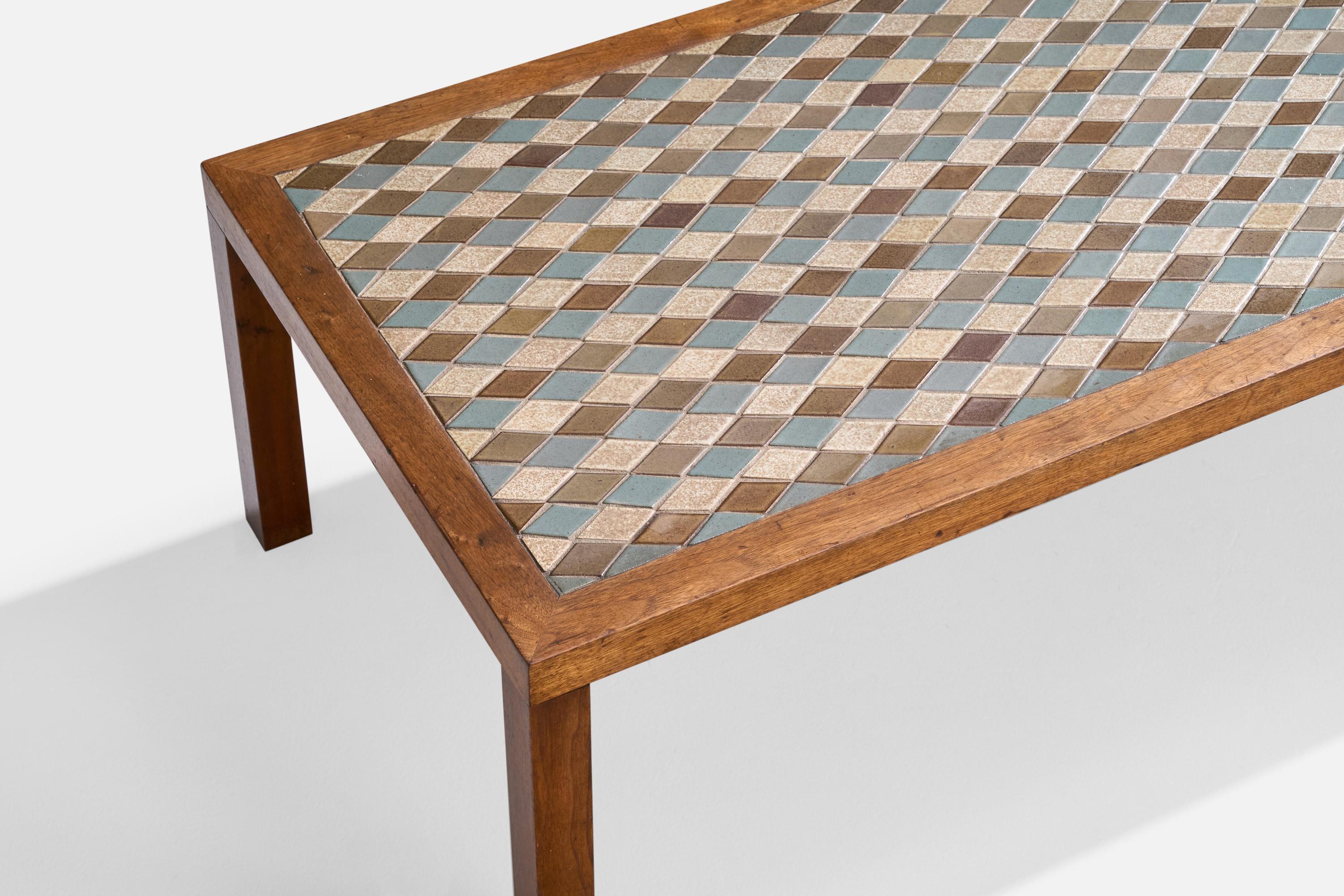 Jane & Gordon Martz, Coffee Table, Ceramic, Walnut, USA, 1960s In Good Condition In High Point, NC