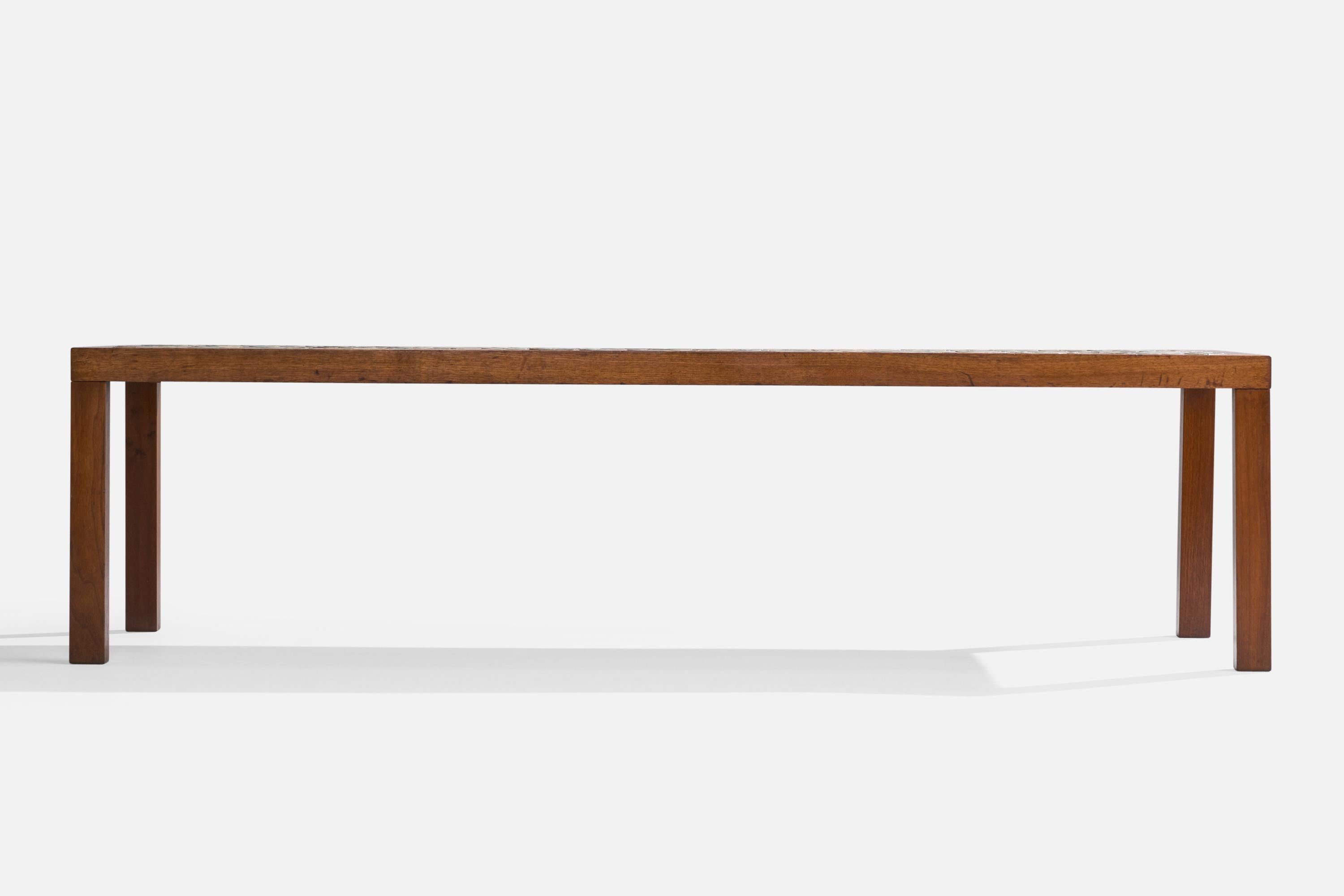 Jane & Gordon Martz, Coffee Table, Ceramic, Walnut, USA, 1960s 2