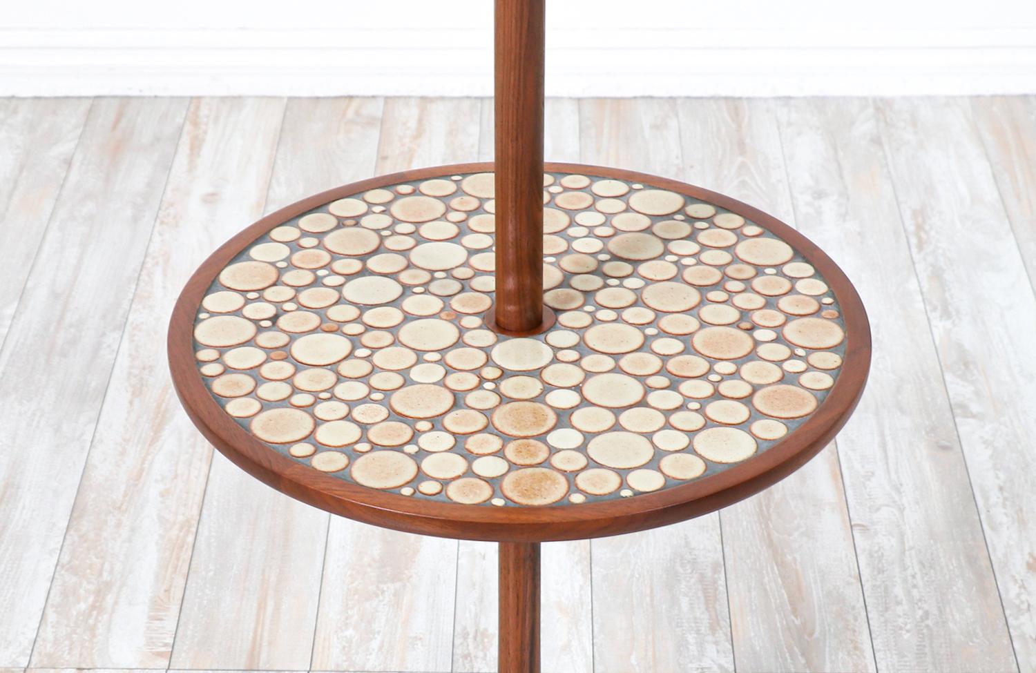 Brass Jane & Gordon Martz Floor Lamp with Ceramic Coin Side Table for Marshall Studios