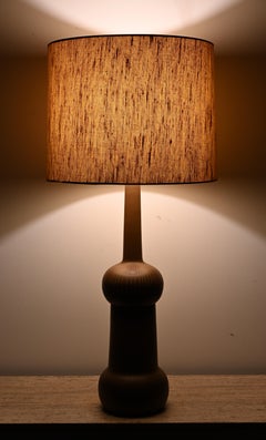 Jane & Gordon Martz for Marshall Studios Brown Incised Ceramic Table Lamp, 1960s
