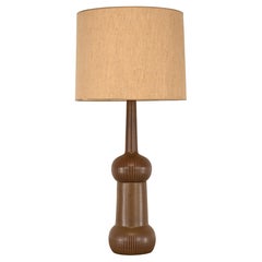 Jane & Gordon Martz for Marshall Studios Brown Incised Ceramic Table Lamp, 1960s