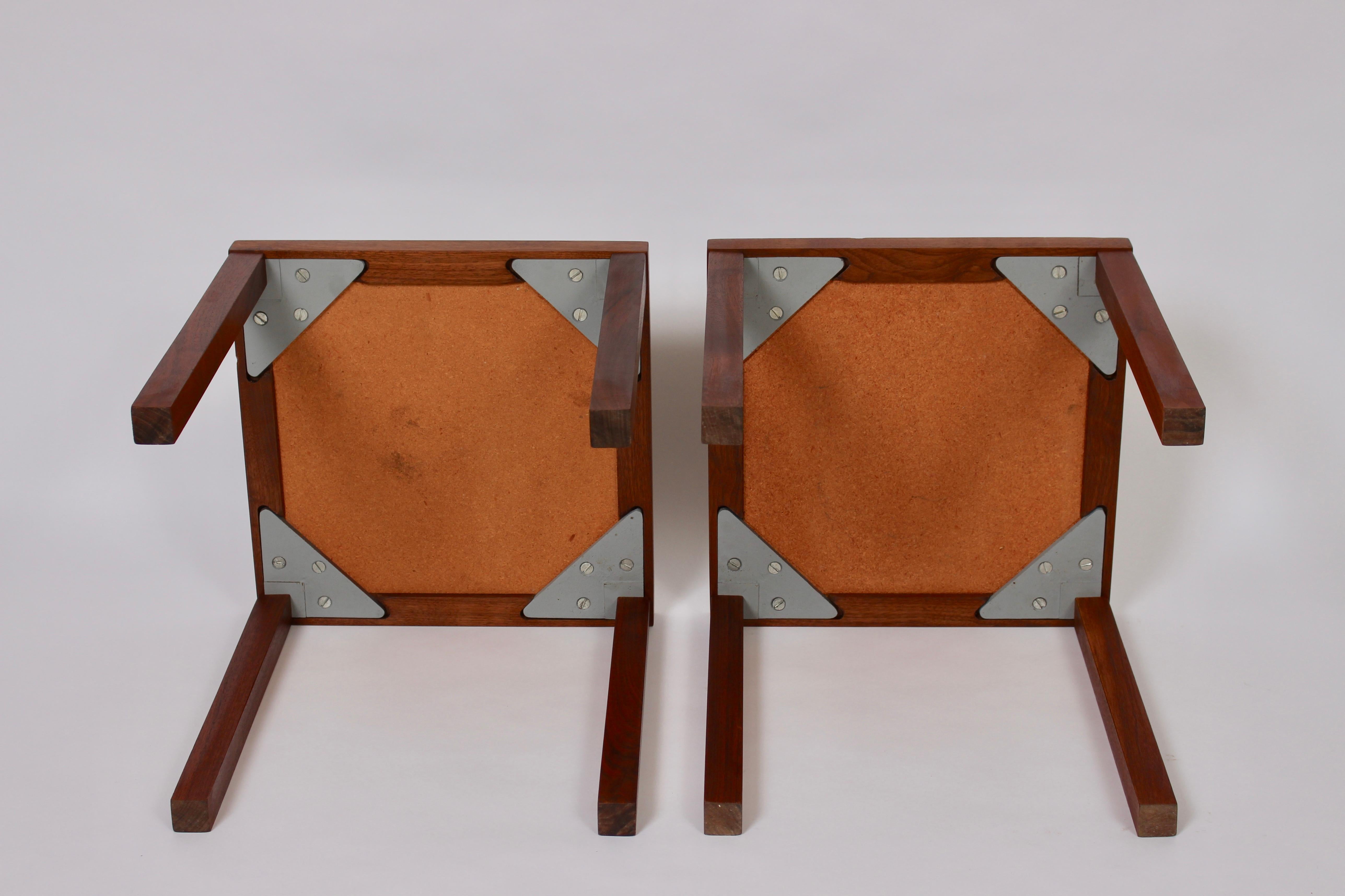 Pair Jane & Gordon Martz for Marshall Studios Walnut & Tile Occasional Tables In Good Condition In Bainbridge, NY