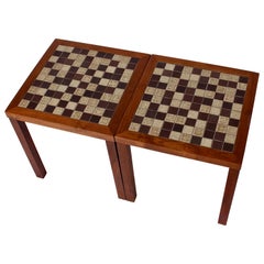 Pair Jane & Gordon Martz for Marshall Studios Walnut & Tile Occasional Tables