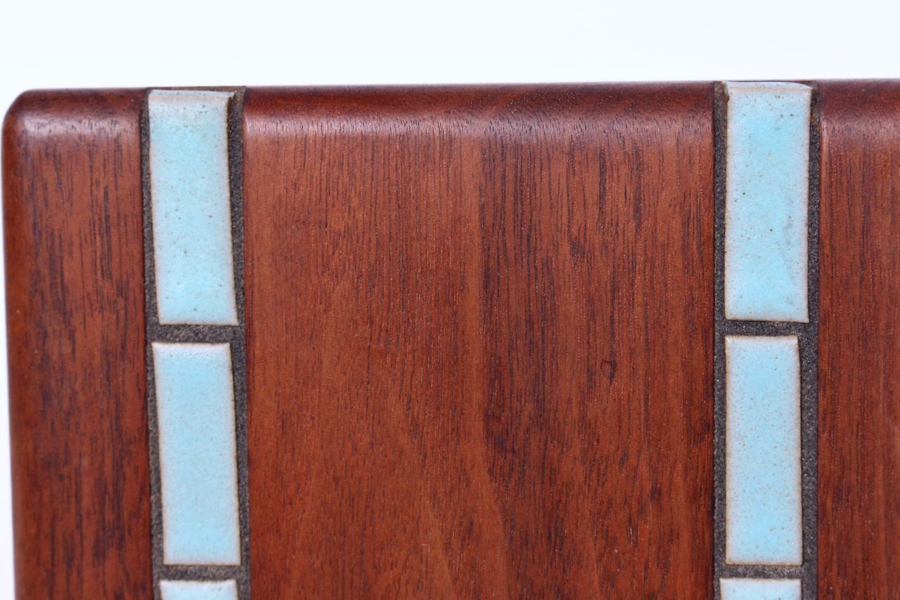 Jane & Gordon Martz Marshall Studios Walnut & Aqua Tile Bookends, C. 1970 7