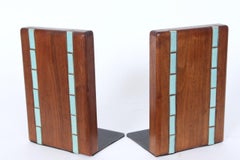 Serre-livres en noyer et carreaux de céramique de Jane & Jane Martz Marshall Studios, C.C. 1970